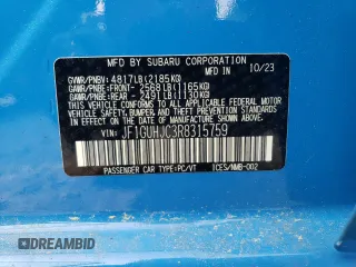 2024 Subaru Impreza RS with VIN JF1GUHJC3R8315759, listed as a Copart auction lot 66145174 with 323 mi miles and Salvage Title. Bid and sale history available at carsss.com. Image 12.