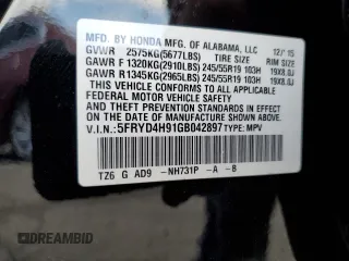 2016 Acura MDX w/Advance with VIN 5FRYD4H91GB042897, listed as a Copart auction lot 70005733 with 0 mi miles and Salvage Title. Bid and sale history available at carsss.com. Image 12.