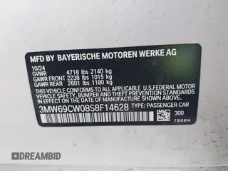 2025 BMW 3 Series 330i with VIN 3MW69CW08S8F14628, listed as a IAAI auction lot 41655546 with 1,492 mi miles and . Bid and sale history available at carsss.com. Image 9.