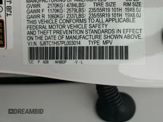 2023 Acura RDX w/Technology Package with VIN 5J8TC1H57PL003014, listed as a Copart auction lot 61138724 with 9,626 mi miles and Salvage Title. Bid and sale history available at carsss.com. Image 14.