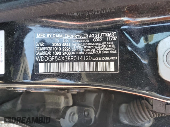 2008 Mercedes-Benz C 300 Sport с VIN WDDGF54X38R014120, выставлен на аукционе Copart как лот 56122985 с пробегом 182 099 миль миль и Списание • Salvage title. История ставок и продаж доступна на DreamBid. Изображение 13.