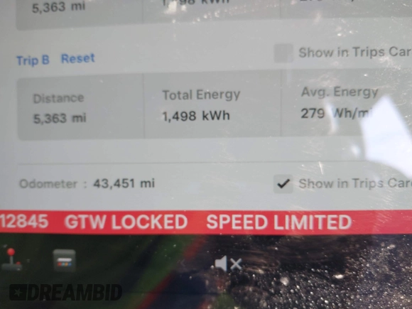 2021 Tesla Model Y Long Range with VIN 5YJYGDEE3MF212845, listed as a IAAI auction lot 41864260 with 43,451 mi miles. Bid and sale history available at carsss.com. Image 15.