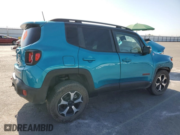 2021 Jeep Renegade Trailhawk with VIN ZACNJDC1XMPN25708, listed as a Copart auction lot 62526485 with 56,816 mi miles and Salvage title. Bid and sale history available at DreamBid. Image 3.