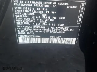 2019 Volkswagen Atlas 3.6L V6 SE w/Technology R-Line with VIN 1V2XR2CA1KC555219, listed as a Copart auction lot 86820824 with 111,747 mi miles and Salvage Title. Bid and sale history available at carsss.com. Image 14.