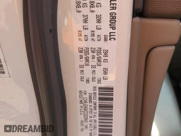 2012 Jeep Grand Cherokee Laredo with VIN 1C4RJEAG0CC222943, listed as a Copart auction lot 52899545 with 153,389 mi miles and Salvage Title. Bid and sale history available at carsss.com. Image 13.