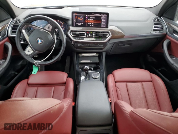 2023 BMW X3 xDrive30i with VIN 5UX53DP04P9S68659, listed as a Copart auction lot 54368385 with 26,650 mi miles and Salvage Title. Bid and sale history available at DreamBid. Image 8.
