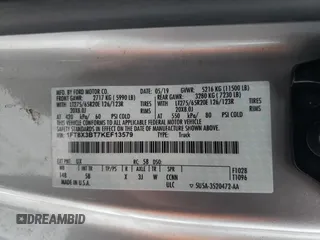 2019 Ford F-350 XL with VIN 1FT8X3BT7KEF13579, listed as a Copart auction lot 86267024 with Not provided miles and Salvage title. Bid and sale history available at DreamBid. Image 12.