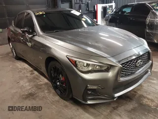 2018 Infiniti Q50 RED SPORT 400 with VIN JN1FV7AR9JM480988, listed as a IAAI auction lot 41662256 with 82,392 mi miles. Bid and sale history available at carsss.com. Image 1.