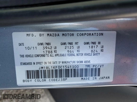 2012 Mazda 3 GX with VIN JM1BL1KF0C1541300, listed as a Copart auction lot 78494644 with 200,586 mi miles and Salvage Title. Bid and sale history available at carsss.com. Image 12.
