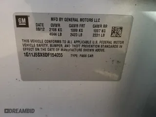 2013 Chevrolet Malibu LTZ with VIN 1G11J5SX8DF154055, listed as a Copart auction lot 89221135 with 145,564 mi miles and Salvage Title. Bid and sale history available at carsss.com. Image 15.