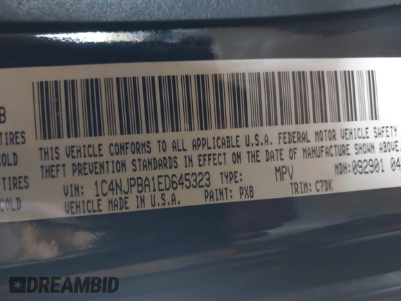 2014 Jeep Patriot Altitude with VIN 1C4NJPBA1ED645323, listed as a IAAI auction lot 41994145 with 177,798 mi miles and . Bid and sale history available at carsss.com. Image 9.