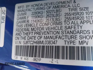 2021 Acura RDX w/A-Spec Package с VIN 5J8TC2H68ML038347, выставлен на аукционе IAAI как лот 41879505 с пробегом 33 883 миль миль и . История ставок и продаж доступна на DreamBid. Изображение 9.