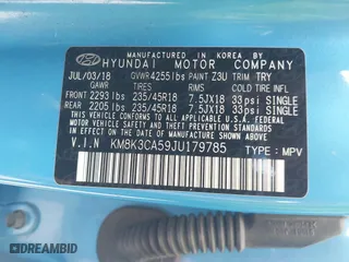 2018 Hyundai Kona Limited with VIN KM8K3CA59JU179785, listed as a IAAI auction lot 41912847 with 77,946 mi miles. Bid and sale history available at carsss.com. Image 9.