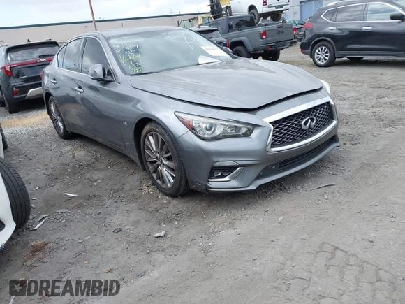 2019 Infiniti Q50 3.0t LUXE with VIN JN1EV7AP5KM519569, listed as a IAAI auction lot 42078137 with 134,486 mi miles. Bid and sale history available at carsss.com. Image 1.