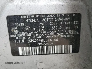 2020 Hyundai Accent SE с VIN 3KPC24A68LE107004, выставлен на аукционе Copart как лот 49445215 с пробегом 105 590 миль миль и Списание • Salvage title. История ставок и продаж доступна на DreamBid. Изображение 14.