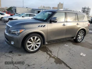 2014 Infiniti QX80 with VIN JN8AZ2NFXE9552731, listed as a Copart auction lot 53567965 with 0 mi miles and Salvage Title. Bid and sale history available at carsss.com. Image 1.