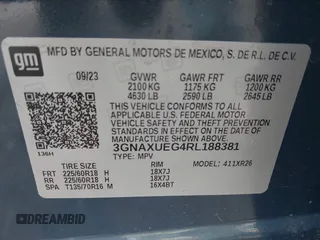 2024 Chevrolet Equinox LT with VIN 3GNAXUEG4RL188381, listed as a IAAI auction lot 41906385 with 11,290 mi miles. Bid and sale history available at carsss.com. Image 9.