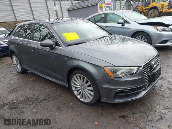 2016 Audi A3 e-tron Premium Plus with VIN WAUTPBFF5GA098055, listed as a IAAI auction lot 41704803 with 75,713 mi miles and . Bid and sale history available at DreamBid. Image 1.