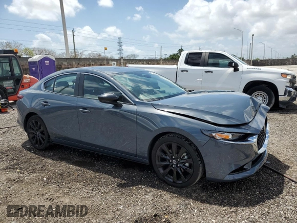 2025 Mazda 3 S Carbon Edition with VIN 3MZBPBCM2SM455573, listed as a Copart auction lot 54517615 with 3,844 mi miles and Clean Title. Bid and sale history available at DreamBid. Image 4.