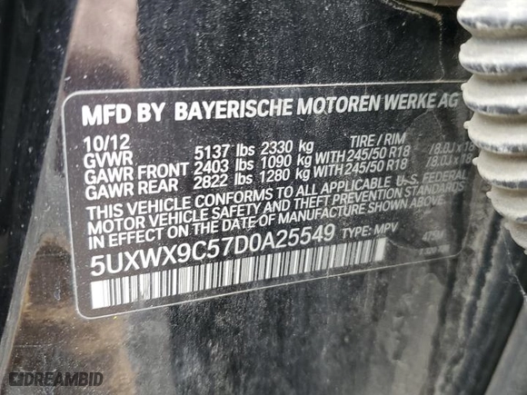 2013 BMW X3 xDrive28i with VIN 5UXWX9C57D0A25549, listed as a Copart auction lot 78489854 with 201,430 mi miles and Clean Title. Bid and sale history available at carsss.com. Image 13.