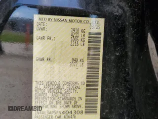 2015 Nissan Altima SL with VIN 1N4AL3AP5FN404308, listed as a Copart auction lot 56838325 with Not provided miles and Salvage title. Bid and sale history available at DreamBid. Image 12.