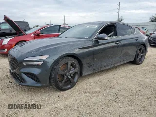 2022 Genesis G70 3.3T with VIN KMTG54TE1NU082076, listed as a Copart auction lot 74058634 with 0 mi miles and Non Repairable. Bid and sale history available at carsss.com. Image 1.