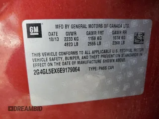 2014 Buick Regal with VIN 2G4GL5EX6E9179064, listed as a Copart auction lot 52340625 with 106,135 mi miles and Salvage Title. Bid and sale history available at DreamBid. Image 12.
