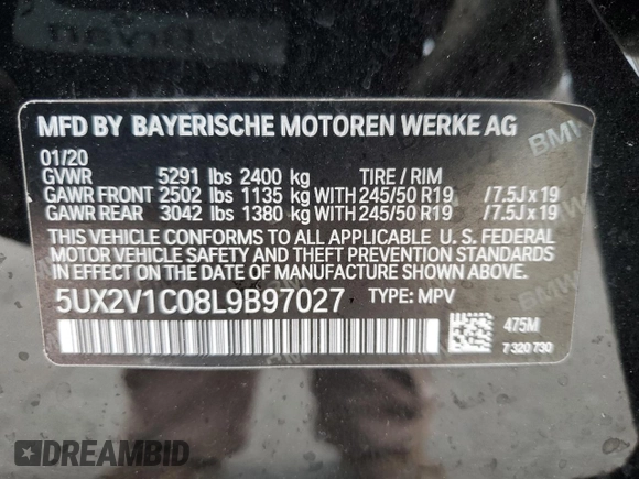 2020 BMW X4 xDrive30i z VIN 5UX2V1C08L9B97027, wystawiony jako Copart lot #50574175 z przebiegiem 124 221 mil mil oraz Szkoda całkowita • Salvage title. Historia ofert i sprzedaży dostępna na DreamBid. Obrazek 13.
