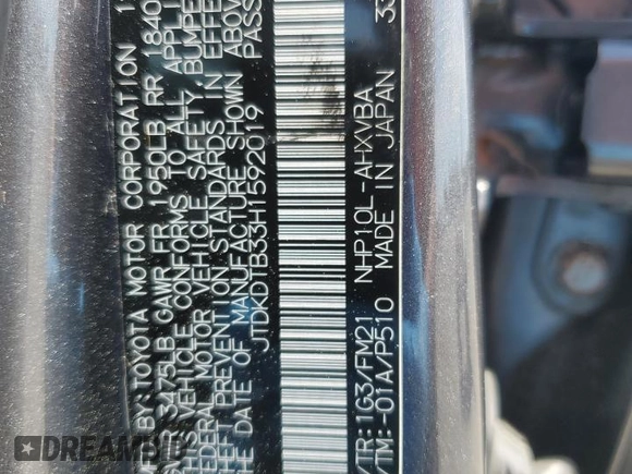 2017 Toyota Prius One with VIN JTDKDTB33H1592019, listed as a Copart auction lot 49710325 with 80,861 mi miles and Salvage Title. Bid and sale history available at carsss.com. Image 12.