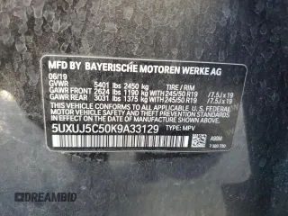2019 BMW X4 M40i with VIN 5UXUJ5C50K9A33129, listed as a Copart auction lot 44184275 with 88,286 mi miles and Salvage title. Bid and sale history available at DreamBid. Image 12.