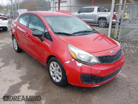 2013 Kia Rio LX with VIN KNADM4A34D6310495, listed as a IAAI auction lot 41986664 with 129,145 mi miles. Bid and sale history available at carsss.com. Image 1.
