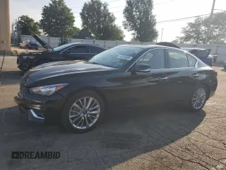 2021 Infiniti Q50 Luxe with VIN JN1EV7BP6MM707714, listed as a Copart auction lot 66133695 with 96,010 mi miles and Clean title. Bid and sale history available at DreamBid. Image 1.