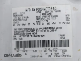 2014 Ford F-150 XL with VIN 1FTFW1EF8EKD10436, listed as a IAAI auction lot 41903297 with 209,929 mi miles. Bid and sale history available at carsss.com. Image 9.
