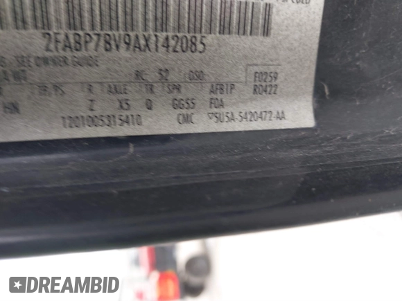 2010 Ford Police Interceptor с VIN 2FABP7BV9AX142085, выставлен на аукционе IAAI как лот 41691070 с пробегом Не указан миль и . История ставок и продаж доступна на DreamBid. Изображение 9.