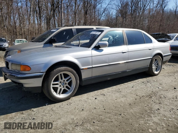 2000 BMW 7 Series 740iL with VIN WBAGH8341YDP12958, listed as a Copart auction lot 48118615 with 0 mi miles and Salvage Title. Bid and sale history available at carsss.com. Image 1.