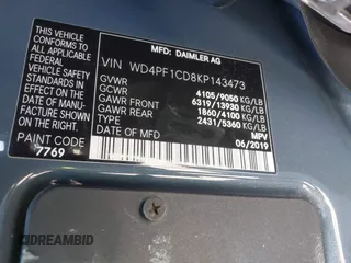 2019 Mercedes-Benz Sprinter Cargo z VIN WD4PF1CD8KP143473, wystawiony jako IAAI lot #41825674 z przebiegiem 99 261 mil mil oraz . Historia ofert i sprzedaży dostępna na DreamBid. Obrazek 9.
