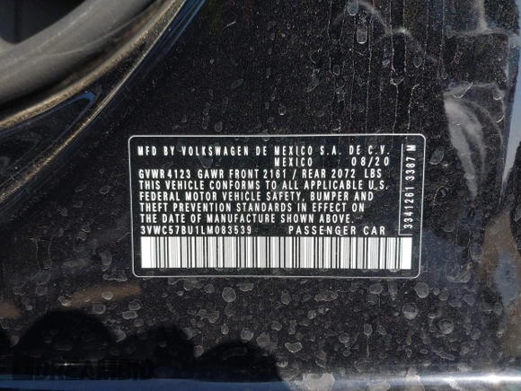 2020 Volkswagen Jetta S z VIN 3VWC57BU1LM083539, wystawiony jako IAAI lot #41852024 z przebiegiem 35 931 mil mil oraz . Historia ofert i sprzedaży dostępna na DreamBid. Obrazek 9.