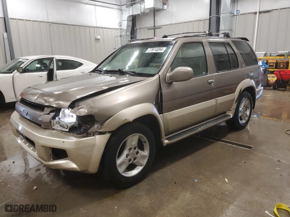 2001 Infiniti QX4 Luxury with VIN JNRDR09Y81W214250, listed as a Copart auction lot 77974094 with 214564 miles and Clean Title. Bid and sale history available at carsss.com. Image 1.