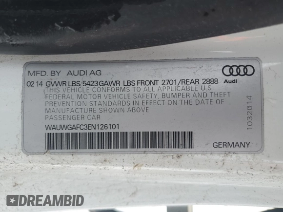 2014 Audi A7 Premium Plus z VIN WAUWGAFC3EN126101, wystawiony jako Copart lot #41959495 z przebiegiem 144 594 mil mil oraz Tytuł czysty. Historia ofert i sprzedaży dostępna na DreamBid. Obrazek 12.
