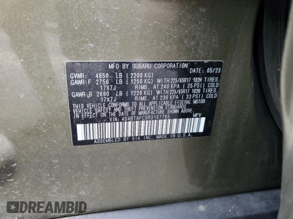 2024 Subaru Outback Premium z VIN 4S4BTAFC5R3107785, wystawiony jako Copart lot #56271365 z przebiegiem 25 169 mil mil oraz Szkoda całkowita • Salvage title. Historia ofert i sprzedaży dostępna na DreamBid. Obrazek 13.