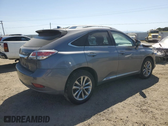 2014 Lexus RX 450h with VIN JTJBC1BA0E2455824, listed as a Copart auction lot 53266595 with 139,833 mi miles and Salvage title. Bid and sale history available at DreamBid. Image 3.
