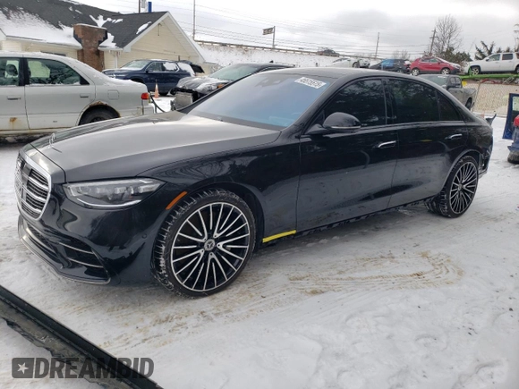 2023 Mercedes-Benz S-Class S 580 with VIN W1K6G7GB0PA183383, listed as a Copart auction lot 45515515 with 22,298 mi miles and Salvage Title. Bid and sale history available at carsss.com. Image 1.