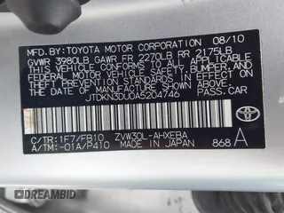 2010 Toyota Prius II z VIN JTDKN3DU0A5204746, wystawiony jako IAAI lot #42499294 z przebiegiem 254 114 mil mil oraz . Historia ofert i sprzedaży dostępna na DreamBid. Obrazek 9.