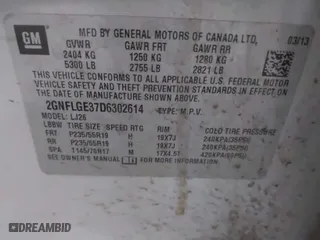 2013 Chevrolet Equinox LTZ with VIN 2GNFLGE37D6302614, listed as a IAAI auction lot 41252051 with 204,993 mi miles. Bid and sale history available at carsss.com. Image 9.