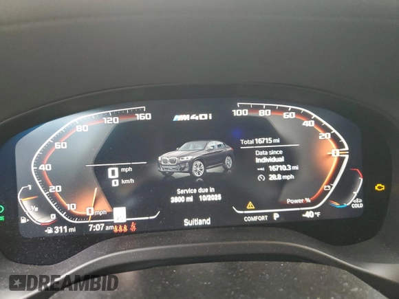 2024 BMW X4 M40i z VIN 5UX43DT0XR9V14957, wystawiony jako Copart lot #51715345 z przebiegiem 16 710 mil mil oraz Szkoda całkowita • Salvage title. Historia ofert i sprzedaży dostępna na DreamBid. Obrazek 9.