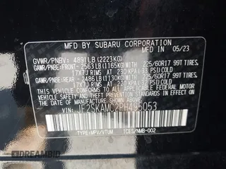 2023 Subaru Forester Wilderness with VIN JF2SKAMC2PH495053, listed as a IAAI auction lot 42238649 with 18,494 mi miles and . Bid and sale history available at DreamBid. Image 9.
