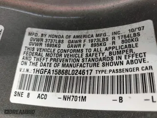 2008 Honda Civic Sdn EX with VIN 1HGFA15868L024617, listed as a IAAI auction lot 41831376 with 130,279 mi miles. Bid and sale history available at carsss.com. Image 9.