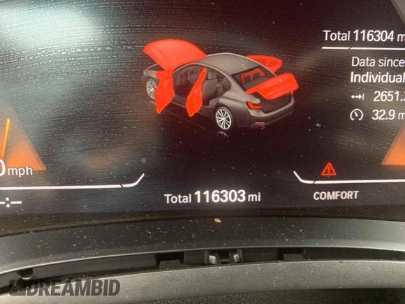 2019 BMW 3 Series 330i xDrive with VIN 3MW5R7J52K8B00833, listed as a Copart auction lot 83463974 with 116,303 mi miles and Salvage Title. Bid and sale history available at DreamBid. Image 9.