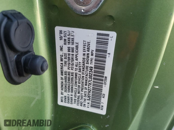 2007 Honda Element EX with VIN 5J6YH277X7L002349, listed as a Copart auction lot 84929054 with 115,773 mi miles and Clean Title. Bid and sale history available at DreamBid. Image 13.