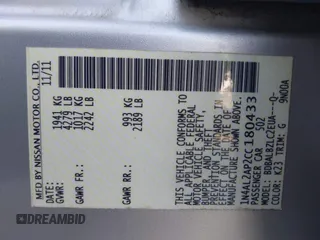 2012 Nissan Altima S with VIN 1N4AL2AP2CC180433, listed as a IAAI auction lot 42070453 with 141,926 mi miles and . Bid and sale history available at carsss.com. Image 9.